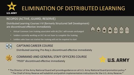 US Army Eliminates Distributed Learning Courses