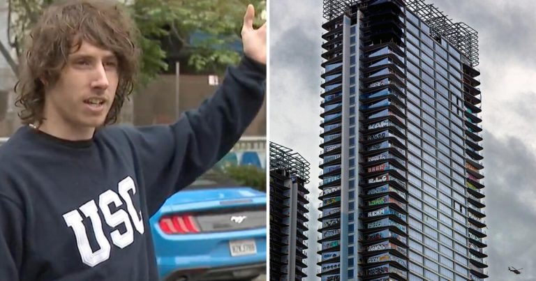 Performance artist films tightrope walk at L.A.’s graffiti towers