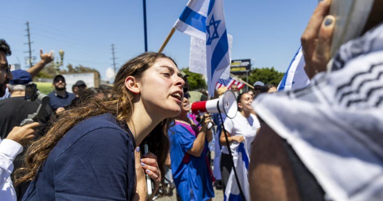 Pro-Palestinian protesters clash with Israel supporters in West L.A.