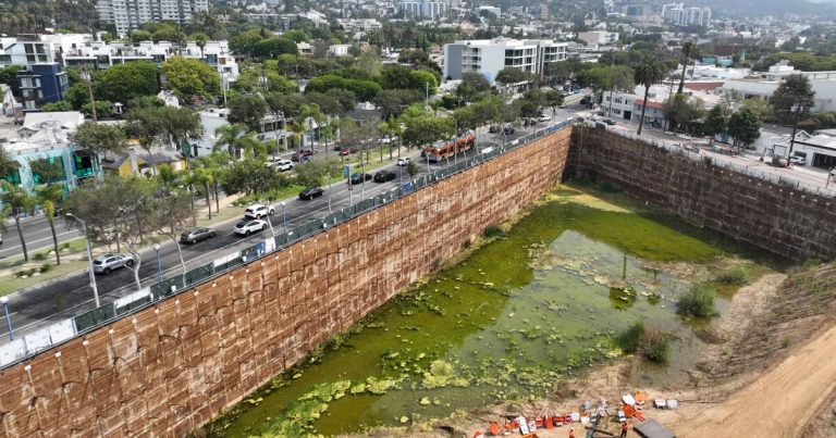 A stalled development turns into West Hollywood’s newest lake