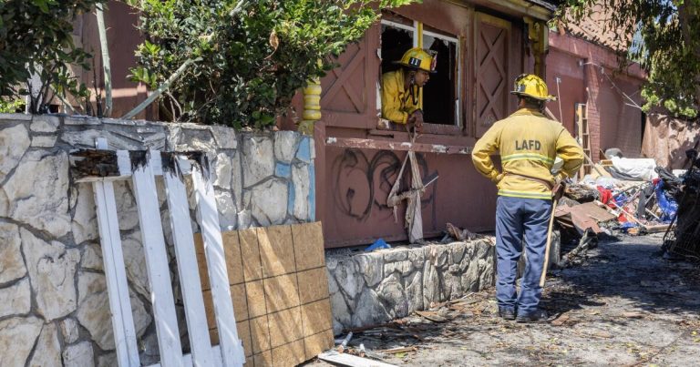 Pacific Dining Car building, one of the city’s historic monuments, is badly damaged in fire