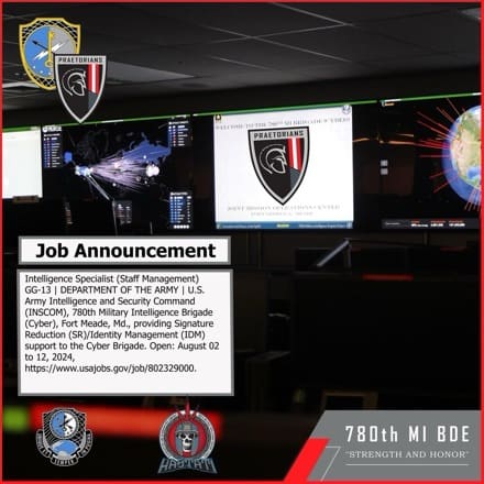 TacJobs – Intelligence Specialist (Staff Management) at Ft Meade