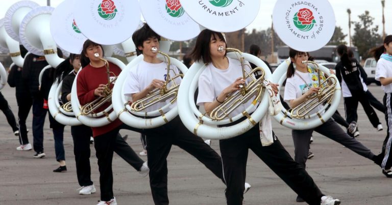As Rose Parade nears, California greets visiting bands