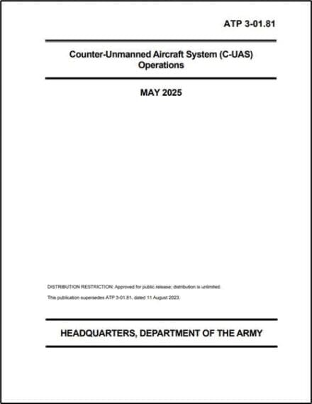 US Army Publishes ATP 3-01.81, Counter-Unmanned Aircraft System (C-UAS) Operations